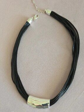 Stitch Fix Corey Corded Collar Statement Necklace Black Silver